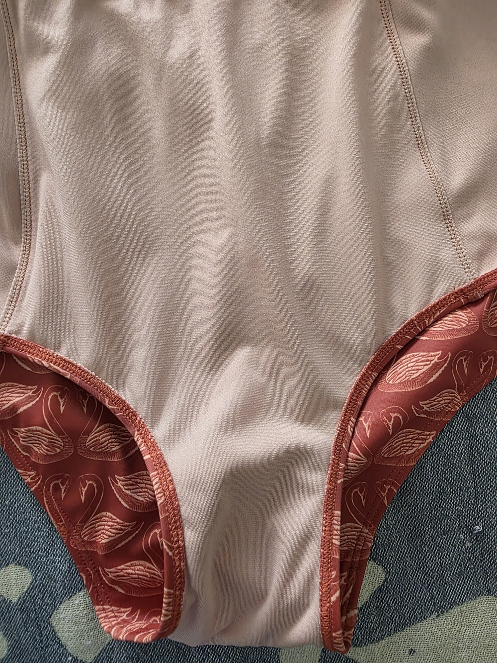 Kortni Jeane Orange Printed High-Waist Bikini Bottoms with Beige Flowy Swim Top - Picture 8 of 10